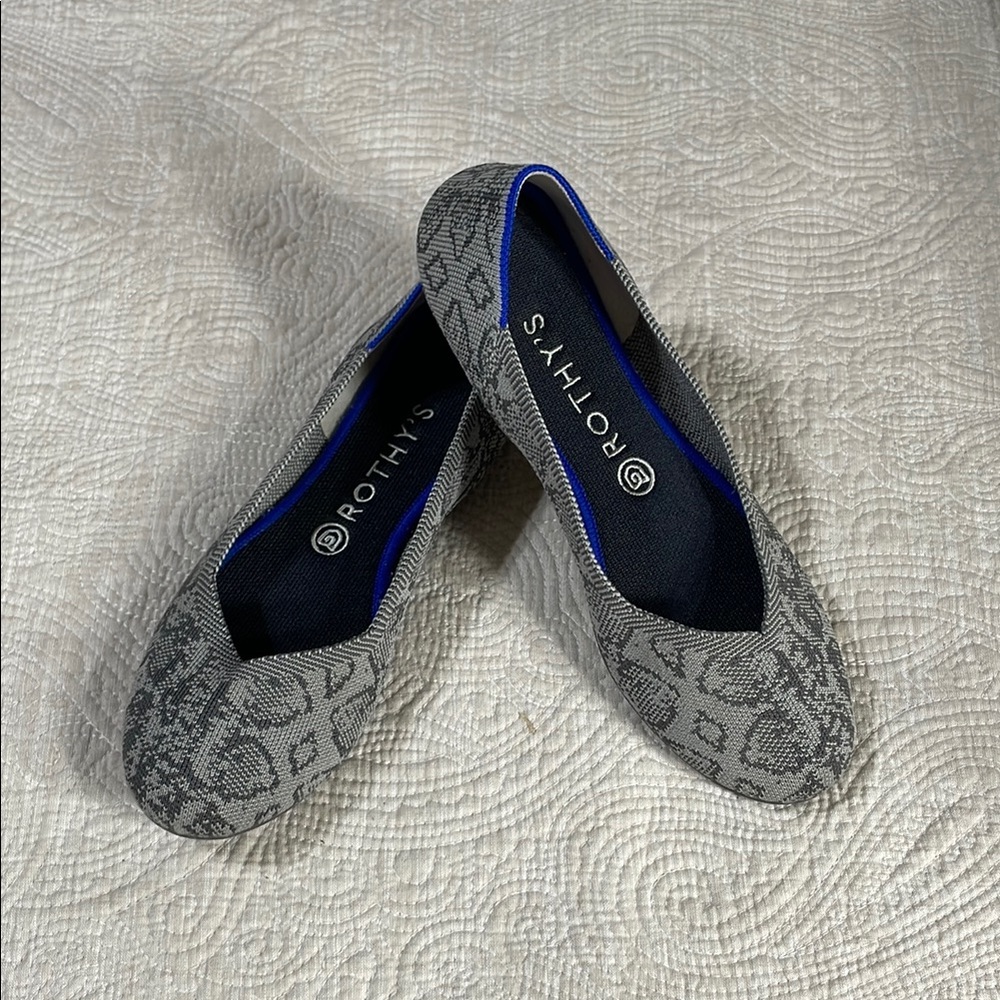 Rothy's Gray Flats with Elegant Snakeskin Texture